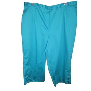 Alfred Dunner Nwot Classic Pull On Button Hem Twill Capri Pants 22W